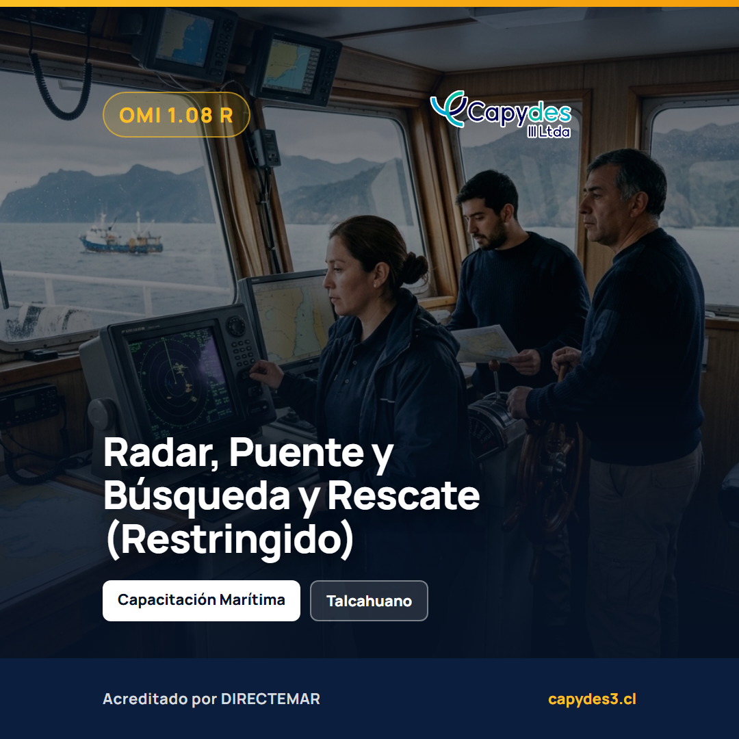 Curso OMI 1.08 Restringido Radar, Trabajo en Equipo en el Puente, Búsqueda y Rescate | Capydes III